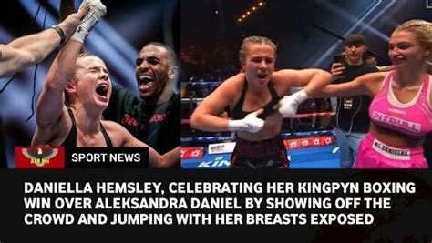 daniella hemsley celebration uncut|Kingpyn Boxing video: Daniella Hemsley flashes fans after。